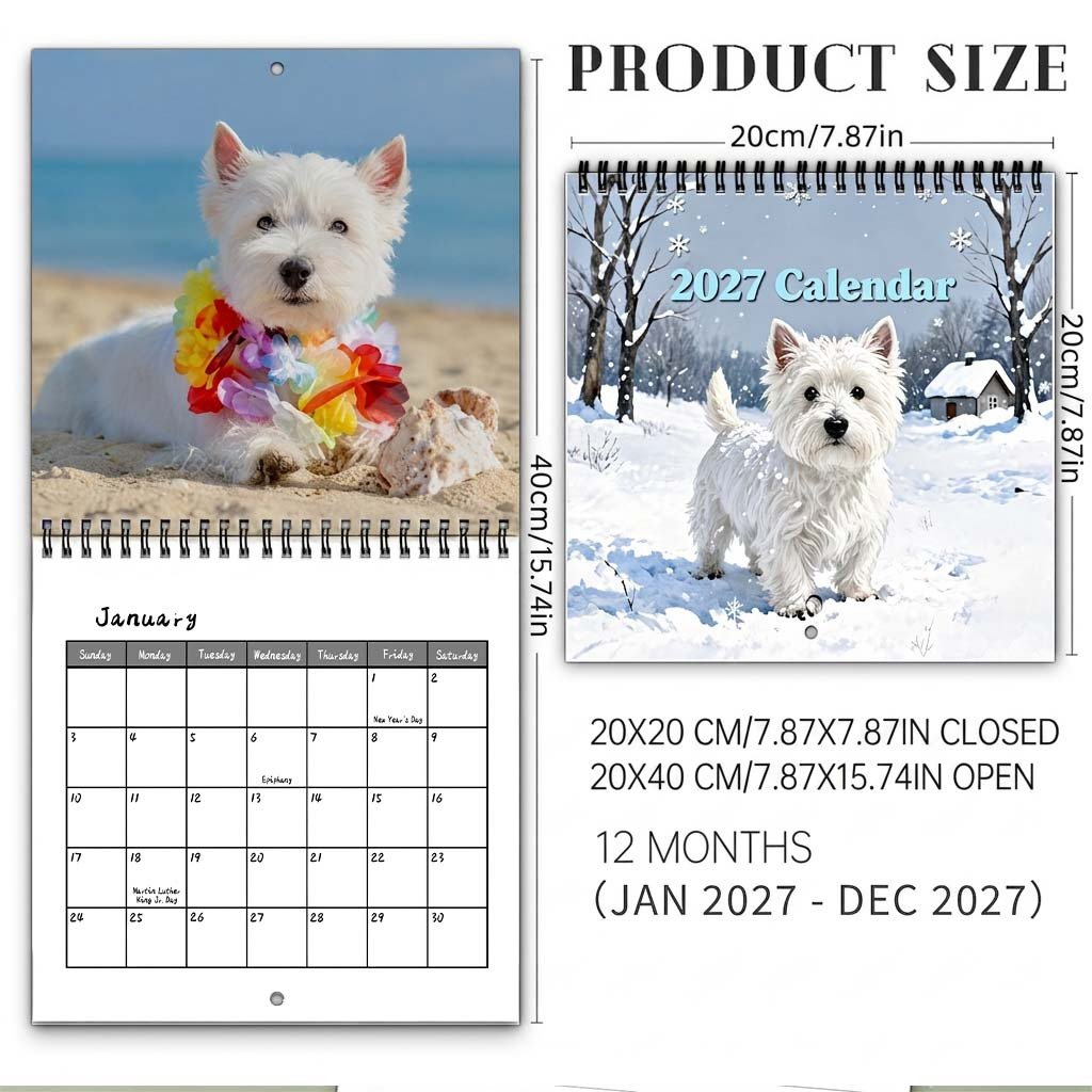 🐶 2027 West Highland White Terrier Calendar – 12 Months of Charming Dog Portraits & Happy Moments
