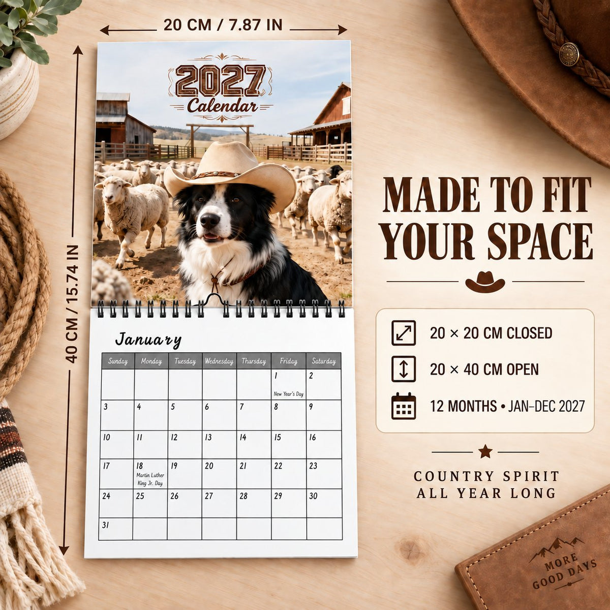 🐶 Cowboy Border Collie 2027 Calendar