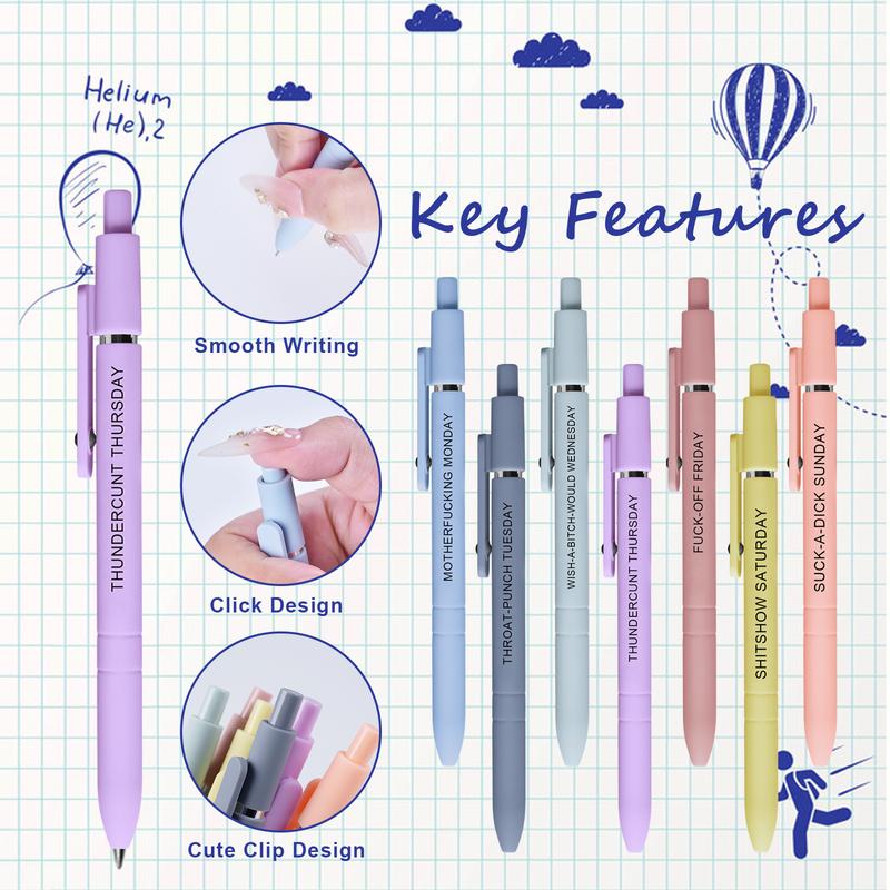 Funny Daily Quote – 7-Pack Smooth Writing Novelty with Sarcastic Sayings