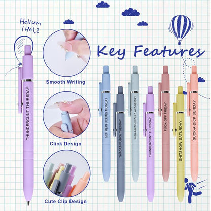 Funny Daily Quote – 7-Pack Smooth Writing Novelty with Sarcastic Sayings