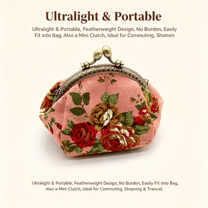🌸Vintage Floral Kiss Lock Coin Purse, Large Capacity Mini Wallet & Card Holder for Cards