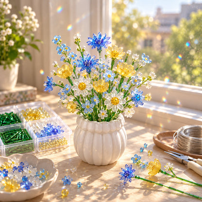 🌼✨DIY Beaded Wildflower Bouquet Kit – Handmade Crystal Flower Craft Set🌸✨