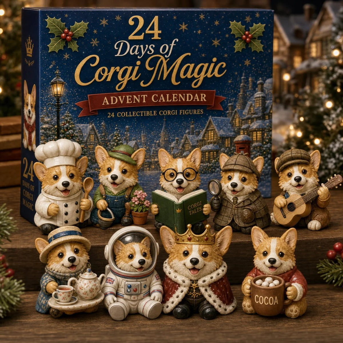 🎄💥British Corgis 2D Advent Calendar 2026 - 24‑Day Festive Countdown, Corgi Figurines Blind Box - Gift For Corgi Lovers