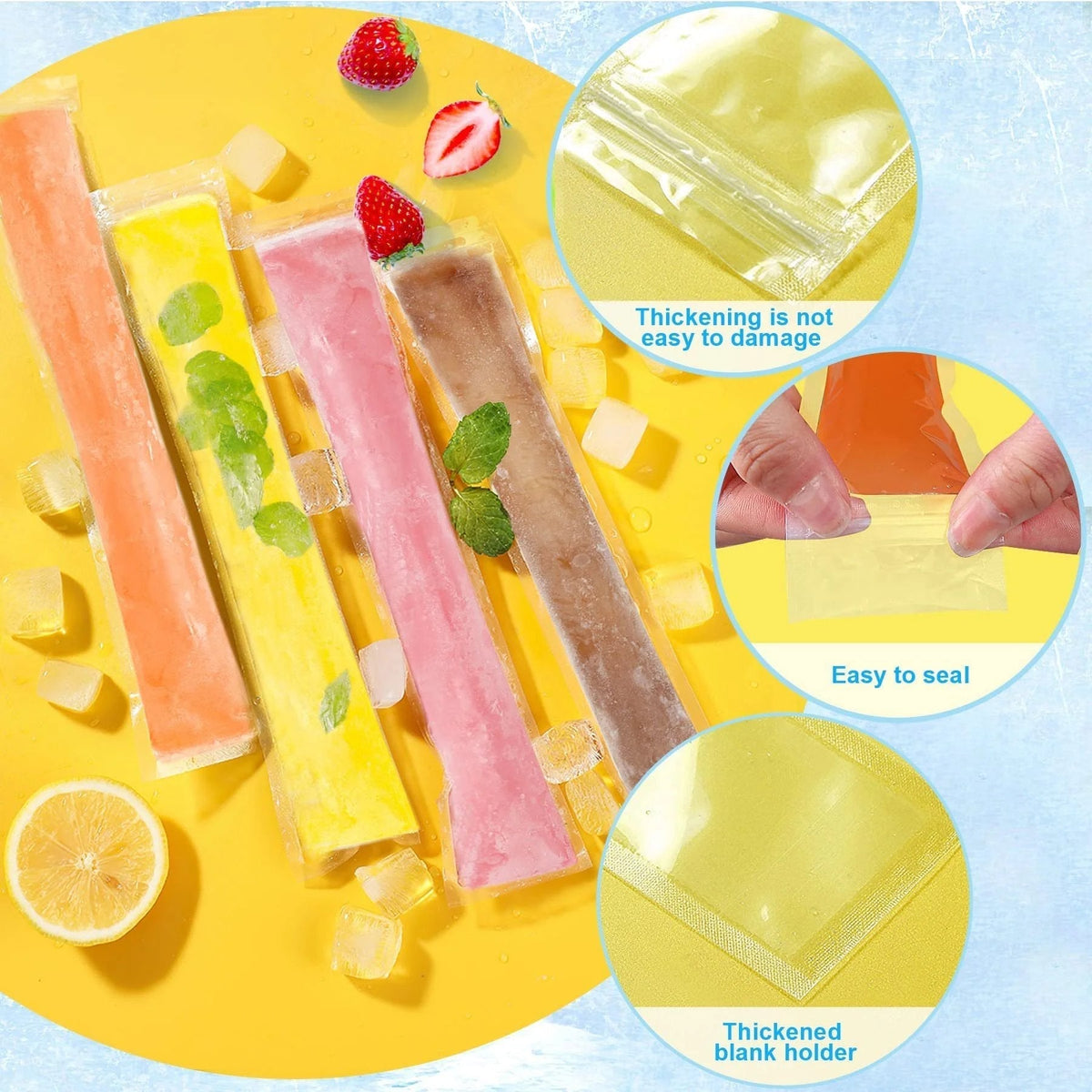 💥100 PCS💥Food-Grade Disposable Ice Popsicle Bags