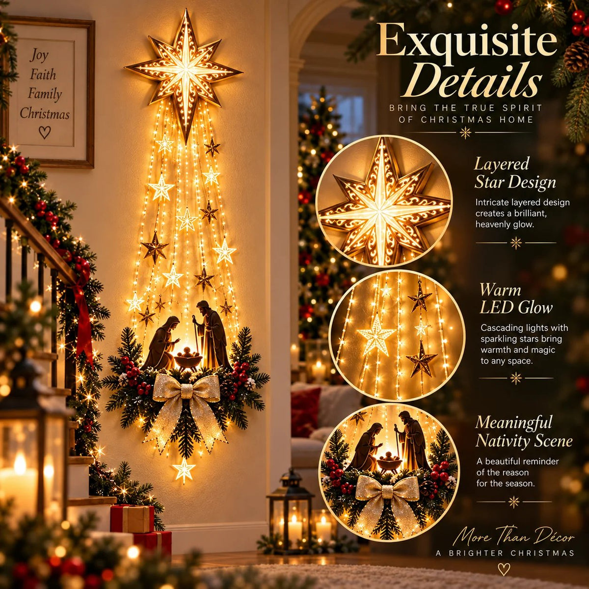 ✝️ Bethlehem Star of Faith – Lighted Nativity Wall Decor✝️✝️