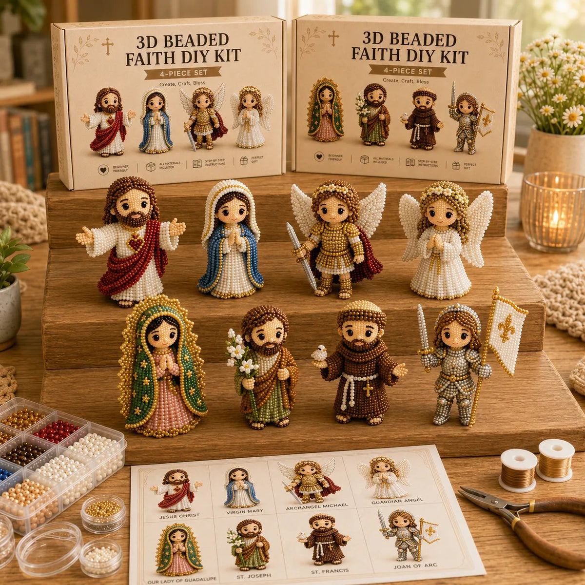 🔥  Tiny 3D Beaded Faith & Angel DIY Kit✨🕊️