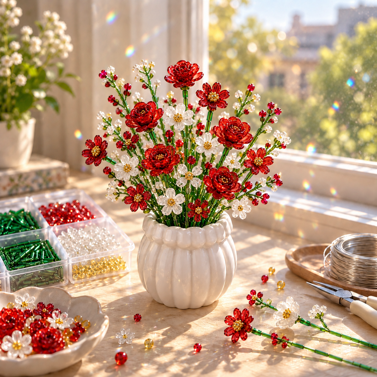 🌼✨DIY Beaded Wildflower Bouquet Kit – Handmade Crystal Flower Craft Set🌸✨