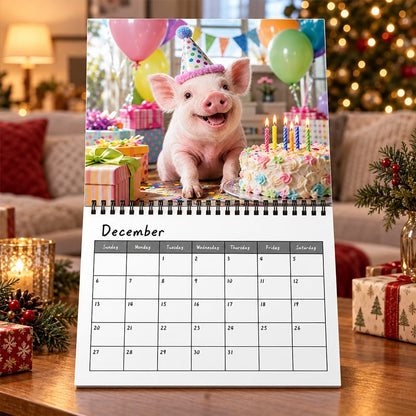 🐷 2027 Funny Pig Wall Calendar, 12-Month Spiral Planner With Notes
