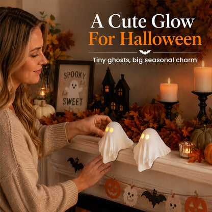 Luminous Ghost Ornament – Cute LED Halloween Tabletop Decor for Mantel, Shelf & Entryway