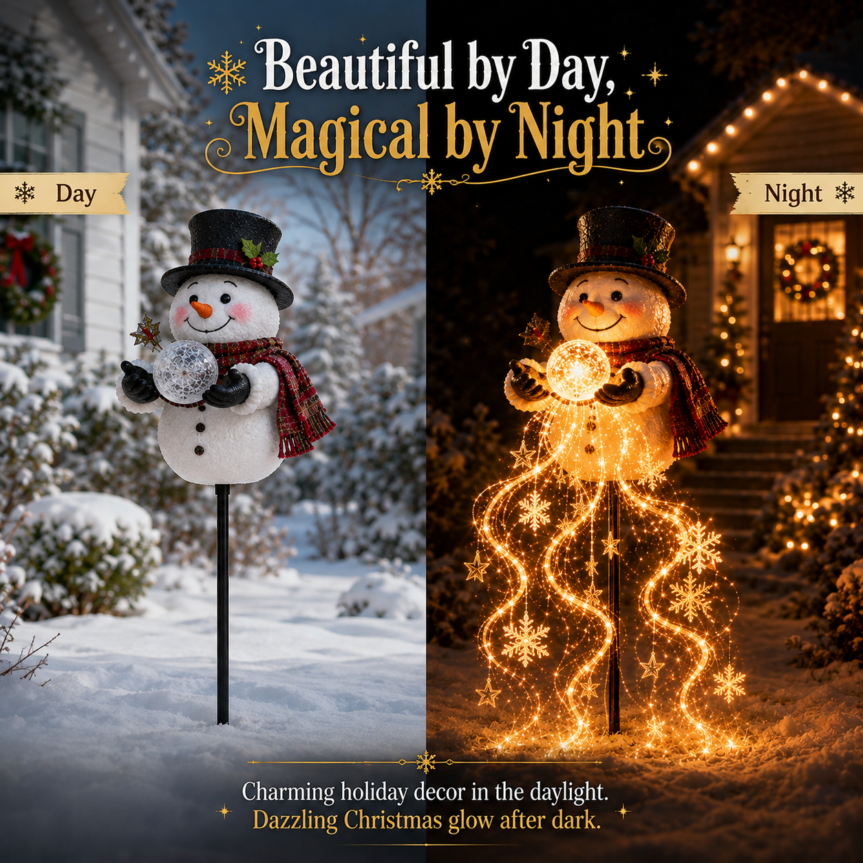 🎅✨Snowman Magic Fountain - Flowing Snowflake LED Christmas Garden Light❄️