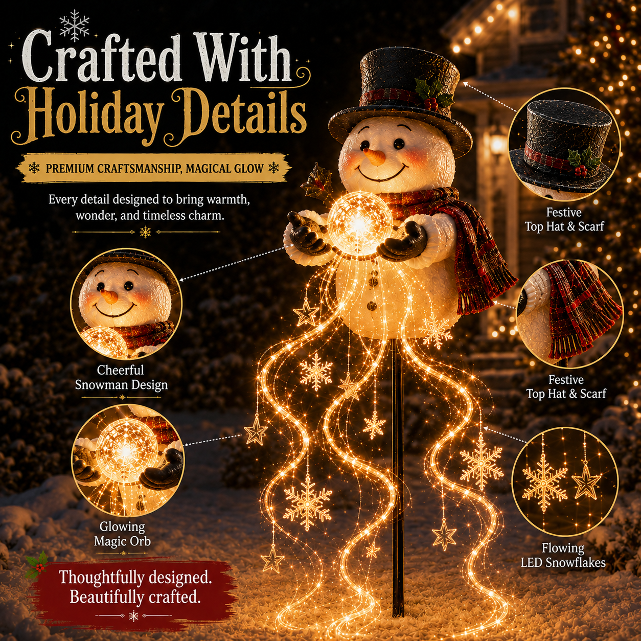 🎅✨Snowman Magic Fountain - Flowing Snowflake LED Christmas Garden Light❄️