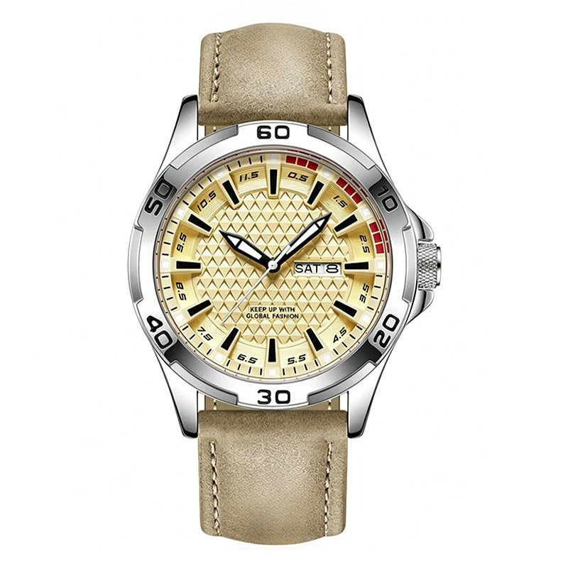⌚💥Men's Luminous Quartz 30M Sports Wristwatch – 3D Geometric Dial, Anti-Scratch, Water Resistant ✨