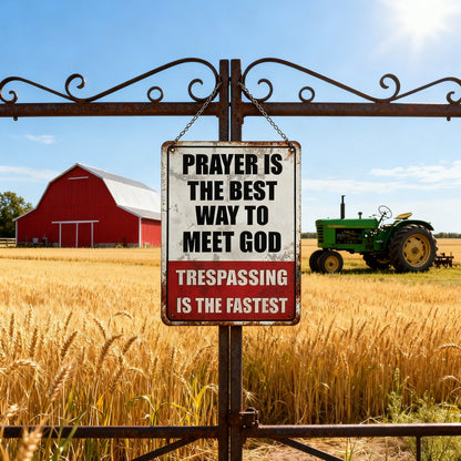 🎖️Retro Iron "Prayer & Trespassing" Wall Plaque(8 x 12 IN)