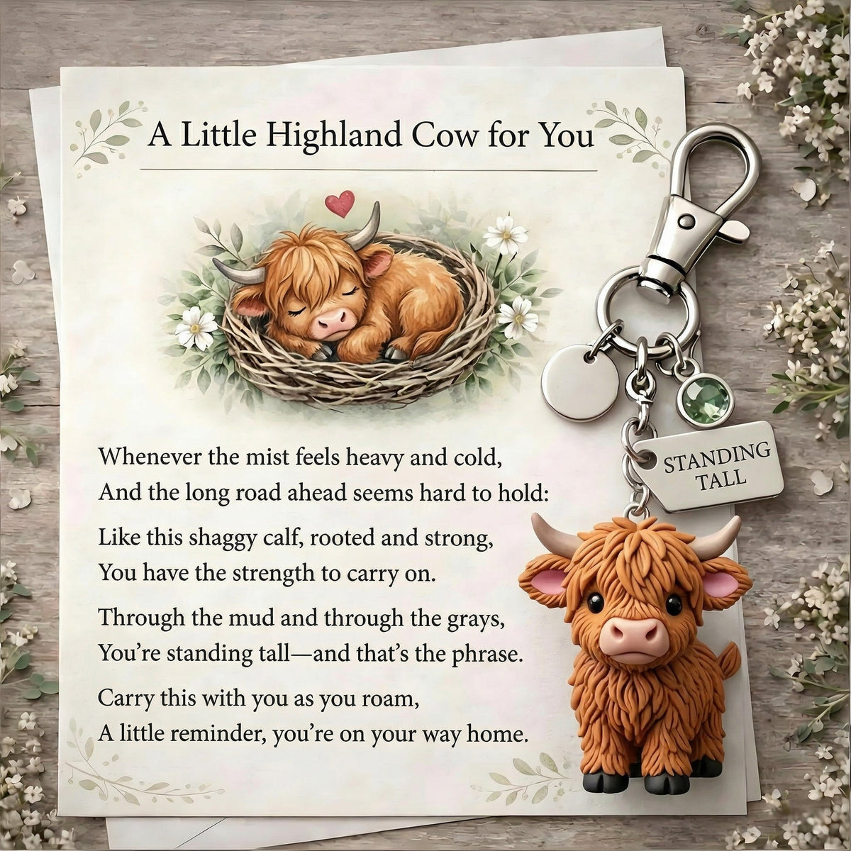 🐮A Little Highland Cows For You Keychain: Your Daily Reminder of Quiet Strength