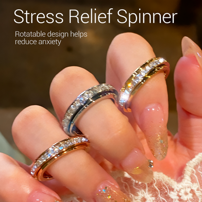 💖Titanium steel rotating spinner ring with cubic zirconia💖