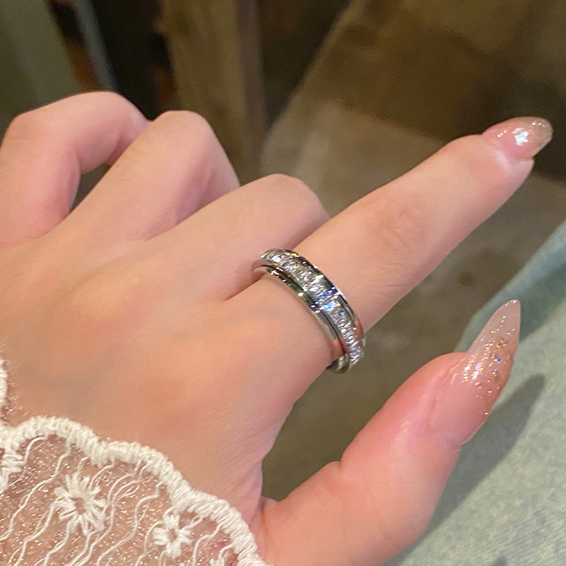 💖Titanium steel rotating spinner ring with cubic zirconia💖