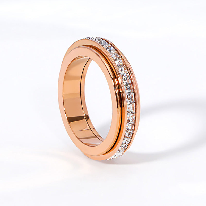💖Titanium steel rotating spinner ring with cubic zirconia💖