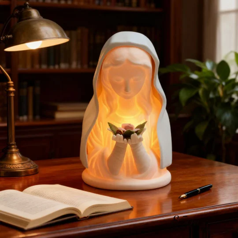 Elegant Religious LED Night Light – Sculptural Design, Warm Ambient Light & Battery-Powered (Spiritual Decoration for Home!)