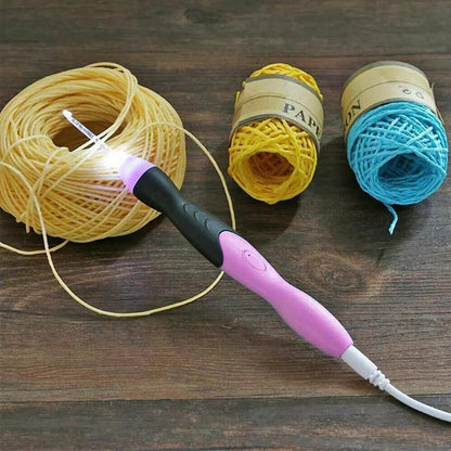 Crochet hooks with LED light, 11 pieces