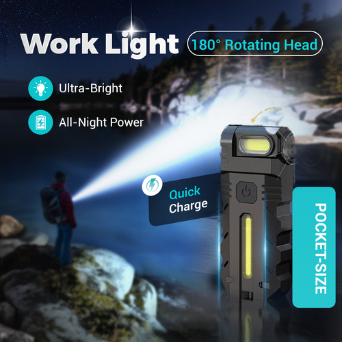 💎 49% OFF! 💎 180° Rotating Head LED Work Light – Dual Beam, Magnetic Base & USB-C Rechargeable