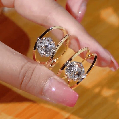 💎✨ Double Hoop Zirconia Earrings – Sparkling Ball, Lightweight, Secure Latch ✨