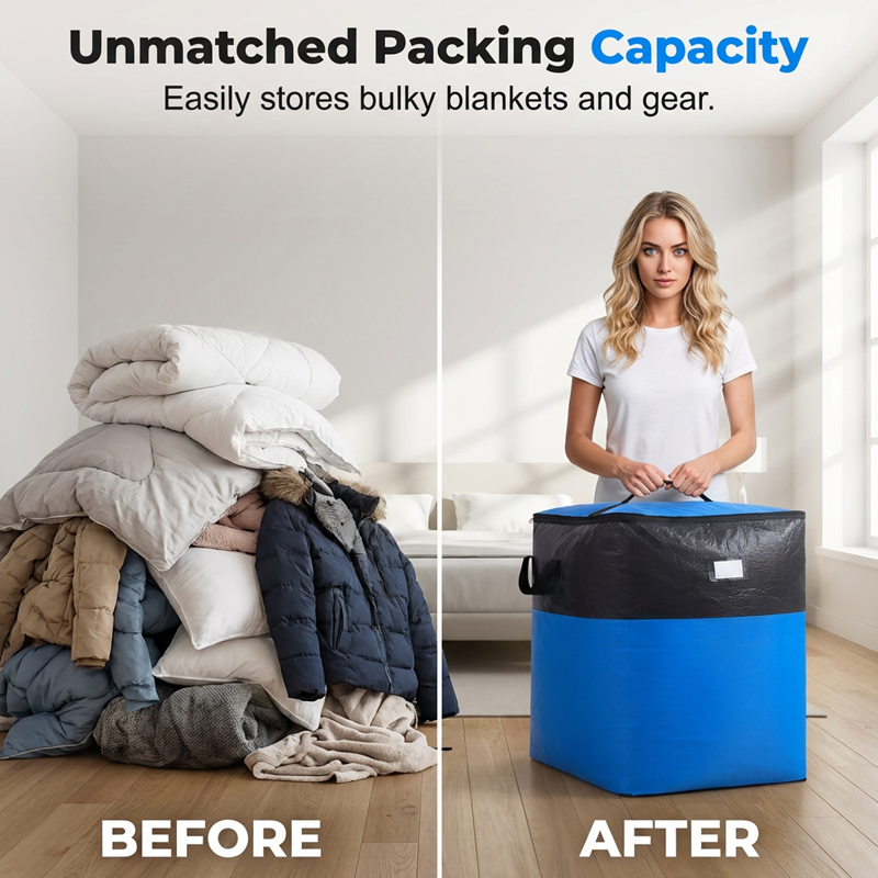 ⏰🧳 Collapsible Storage and Moving Bag – Heavy-duty handles & zippered closure – Folds flat, perfect for moving, travel or closet organization – reusable & easy to clean 🏠3