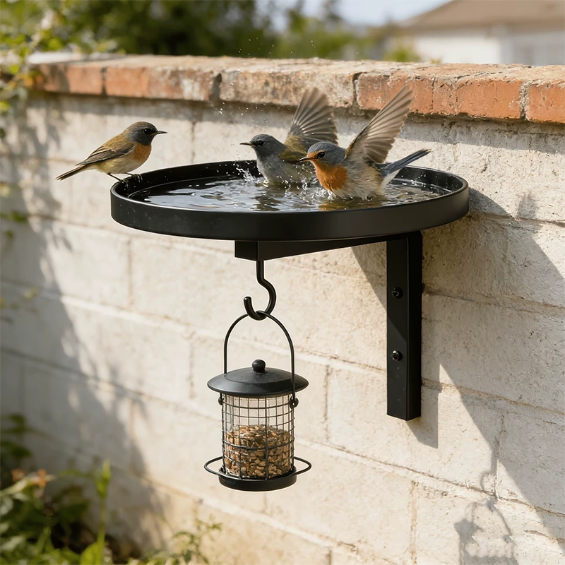 ⏰Wall-Mounted Metal Bird Bath – Antique Bronze Finish 🐦🛁🧱🏡