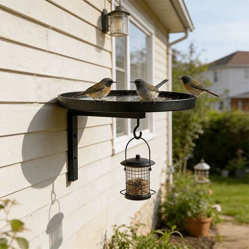 ⏰Wall-Mounted Metal Bird Bath – Antique Bronze Finish 🐦🛁🧱🏡