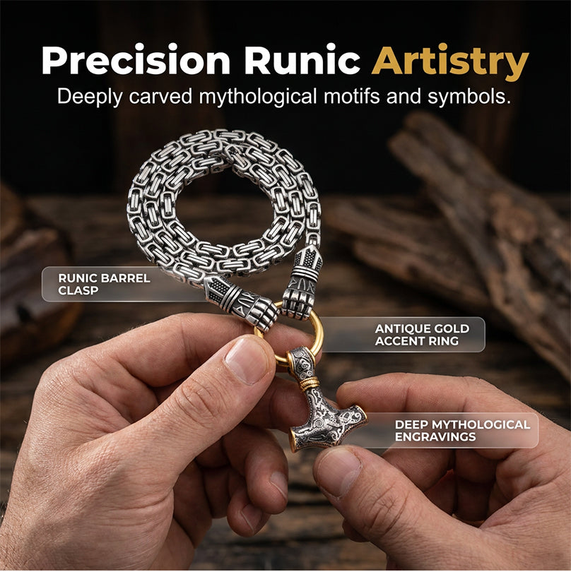 🎁2026 New Arrivals 💥Viking Thor Hammer Pendant Necklace – Stainless steel with Byzantine chain – Bold & durable – perfect for daily wear or gifting ✨💪