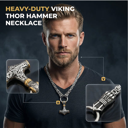 🎁2026 New Arrivals 💥Viking Thor Hammer Pendant Necklace – Stainless steel with Byzantine chain – Bold & durable – perfect for daily wear or gifting ✨💪