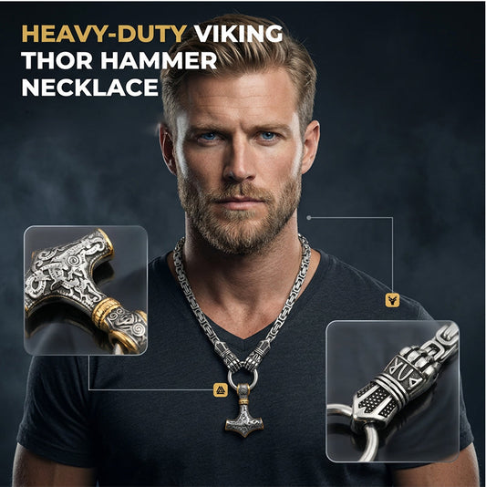 🎁2026 New Arrivals 💥Viking Thor Hammer Pendant Necklace – Stainless steel with Byzantine chain – Bold & durable – perfect for daily wear or gifting ✨💪