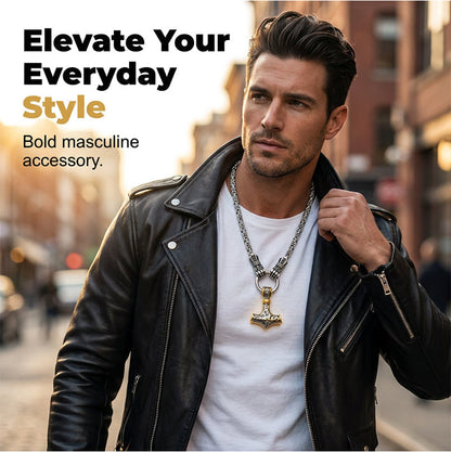 🎁2026 New Arrivals 💥Viking Thor Hammer Pendant Necklace – Stainless steel with Byzantine chain – Bold & durable – perfect for daily wear or gifting ✨💪