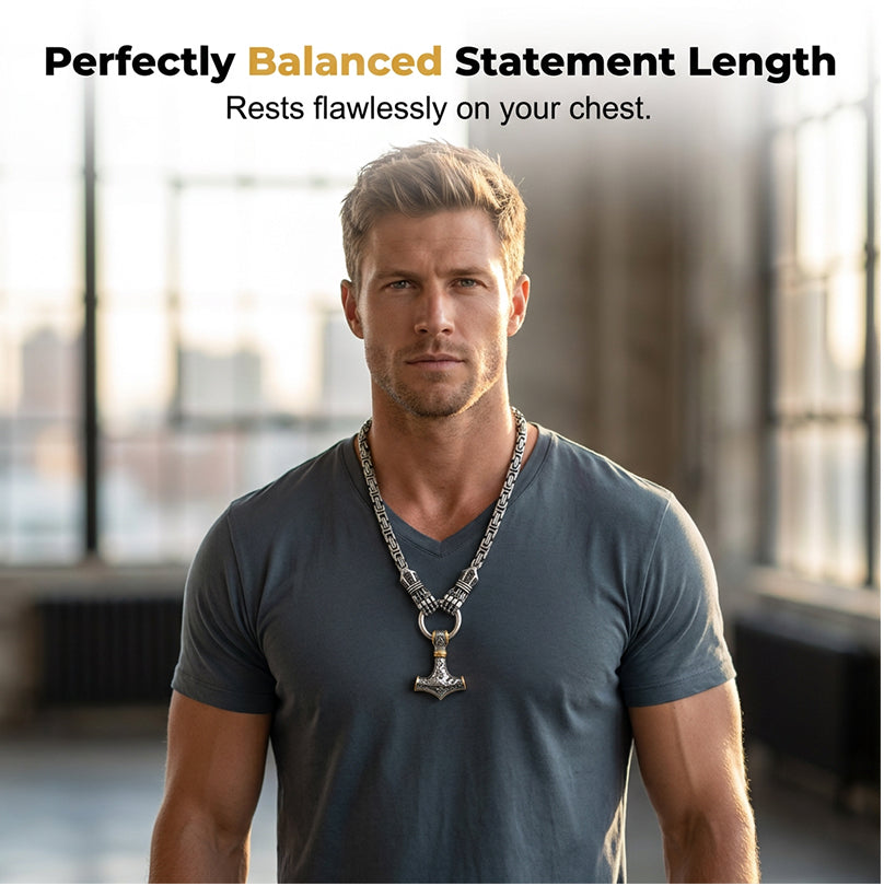 🎁2026 New Arrivals 💥Viking Thor Hammer Pendant Necklace – Stainless steel with Byzantine chain – Bold & durable – perfect for daily wear or gifting ✨💪