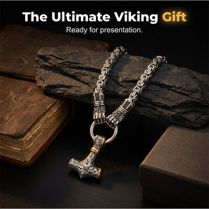 🎁2026 New Arrivals 💥Viking Thor Hammer Pendant Necklace – Stainless steel with Byzantine chain – Bold & durable – perfect for daily wear or gifting ✨💪