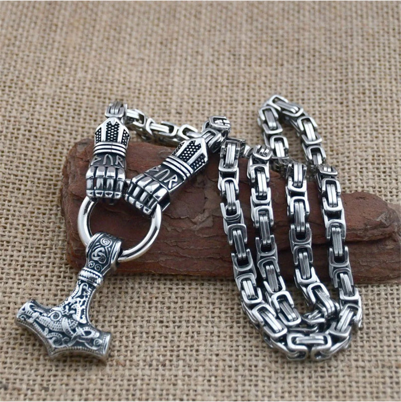 🎁2026 New Arrivals 💥Viking Thor Hammer Pendant Necklace – Stainless steel with Byzantine chain – Bold & durable – perfect for daily wear or gifting ✨💪