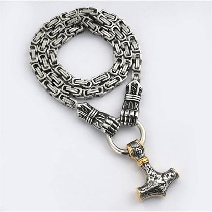 🎁2026 New Arrivals 💥Viking Thor Hammer Pendant Necklace – Stainless steel with Byzantine chain – Bold & durable – perfect for daily wear or gifting ✨💪