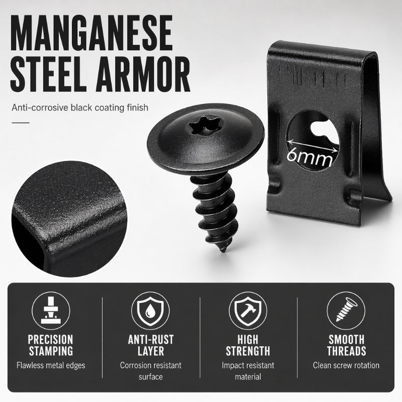 🔥👍Universal Car Metal U-Type Clips and Screws Set