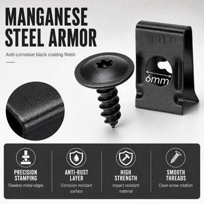 🔥👍Universal Car Metal U-Type Clips and Screws Set