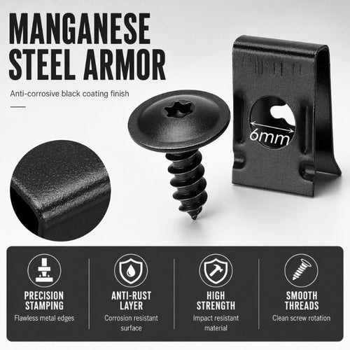 🔥👍Universal Car Metal U-Type Clips and Screws Set