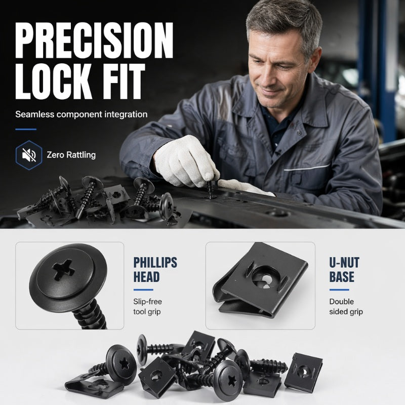 🔥👍Universal Car Metal U-Type Clips and Screws Set