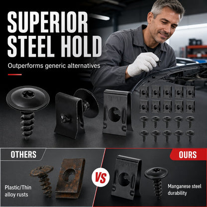 🔥👍Universal Car Metal U-Type Clips and Screws Set