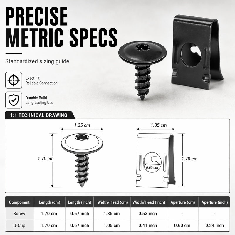 🔥👍Universal Car Metal U-Type Clips and Screws Set