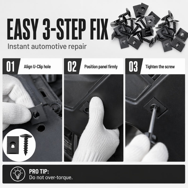 🔥👍Universal Car Metal U-Type Clips and Screws Set
