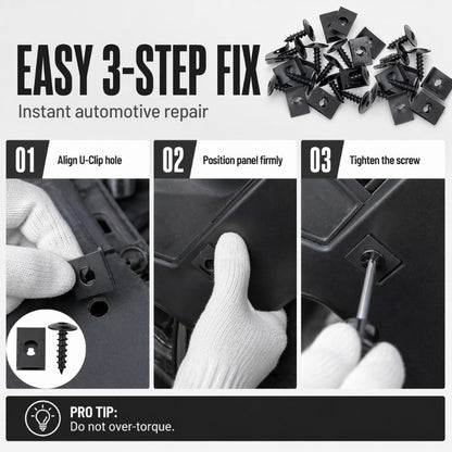 🔥👍Universal Car Metal U-Type Clips and Screws Set