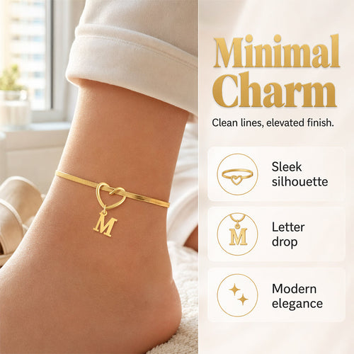 🎉 2026 Sale — Over 25,000 Sold! 💖 Heart Initial Anklet Snake Chain – Personalized Charm ❤️