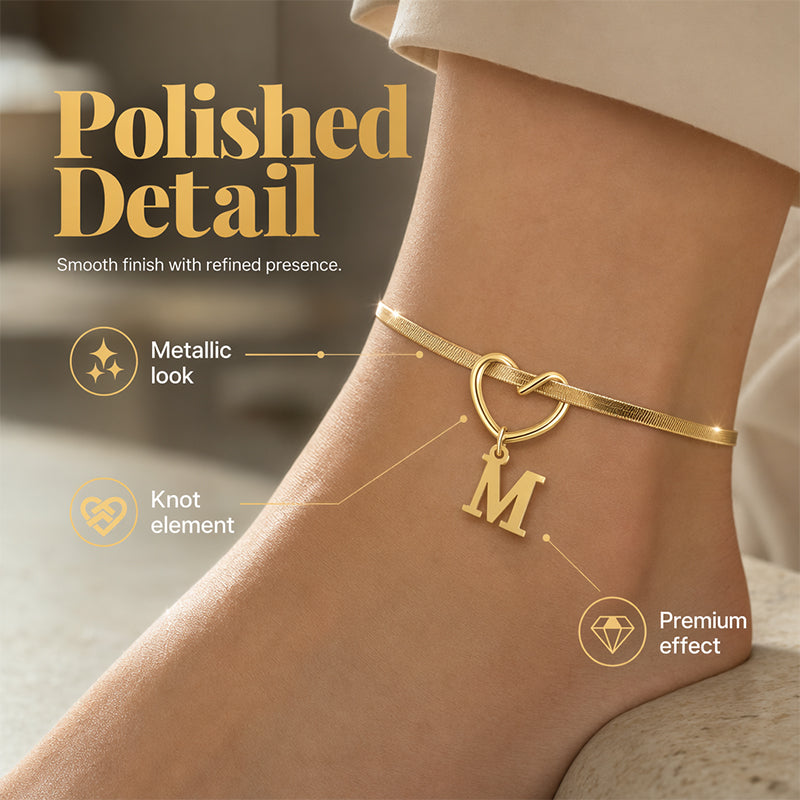 🎉 2026 Sale — Over 25,000 Sold! 💖 Heart Initial Anklet Snake Chain – Personalized Charm ❤️