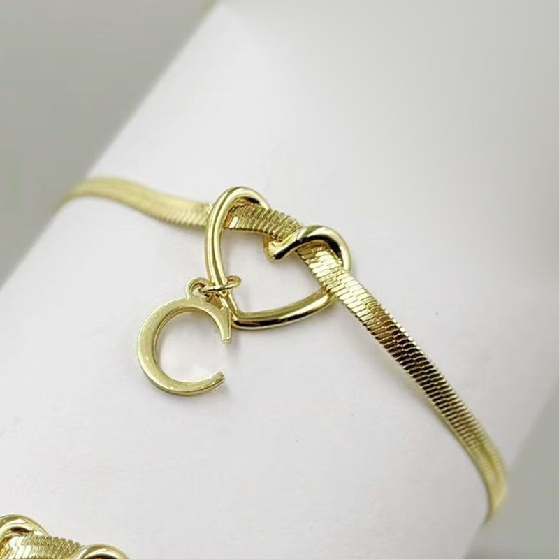 🎉 2026 Sale — Over 25,000 Sold! 💖 Heart Initial Anklet Snake Chain – Personalized Charm ❤️