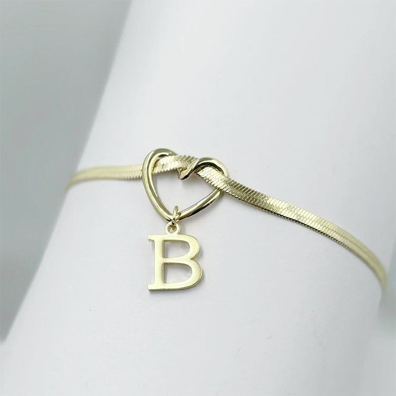 🎉 2026 Sale — Over 25,000 Sold! 💖 Heart Initial Anklet Snake Chain – Personalized Charm ❤️
