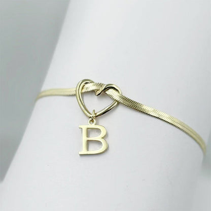 🎉 2026 Sale — Over 25,000 Sold! 💖 Heart Initial Anklet Snake Chain – Personalized Charm ❤️