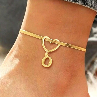 🎉 2026 Sale — Over 25,000 Sold! 💖 Heart Initial Anklet Snake Chain – Personalized Charm ❤️